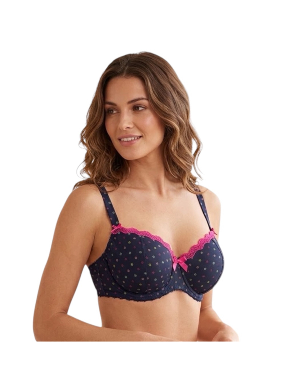 Freya Patsy Padded Half Cup Bra 32FF Ink Navy Pink NWT
